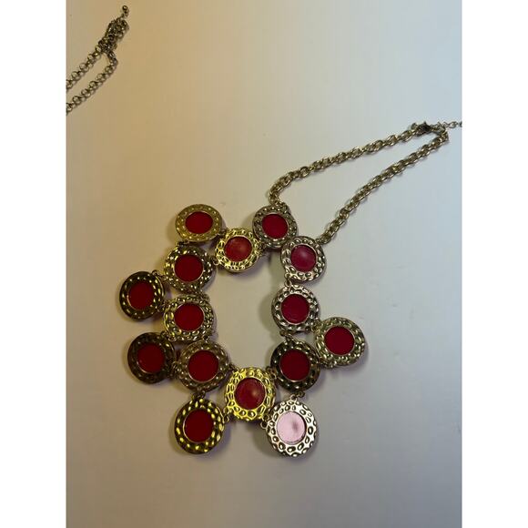 3 holiday red statement bib flower floral bling enamel necklaces bundle lot - Picture 12 of 13